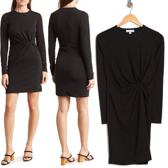 Socialite Twist Knot Long sleeve Black‎ Dress size Large - Picture 1 of 8